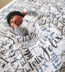 Personalized Organic Baby Name Swaddle or Fleece Blanket